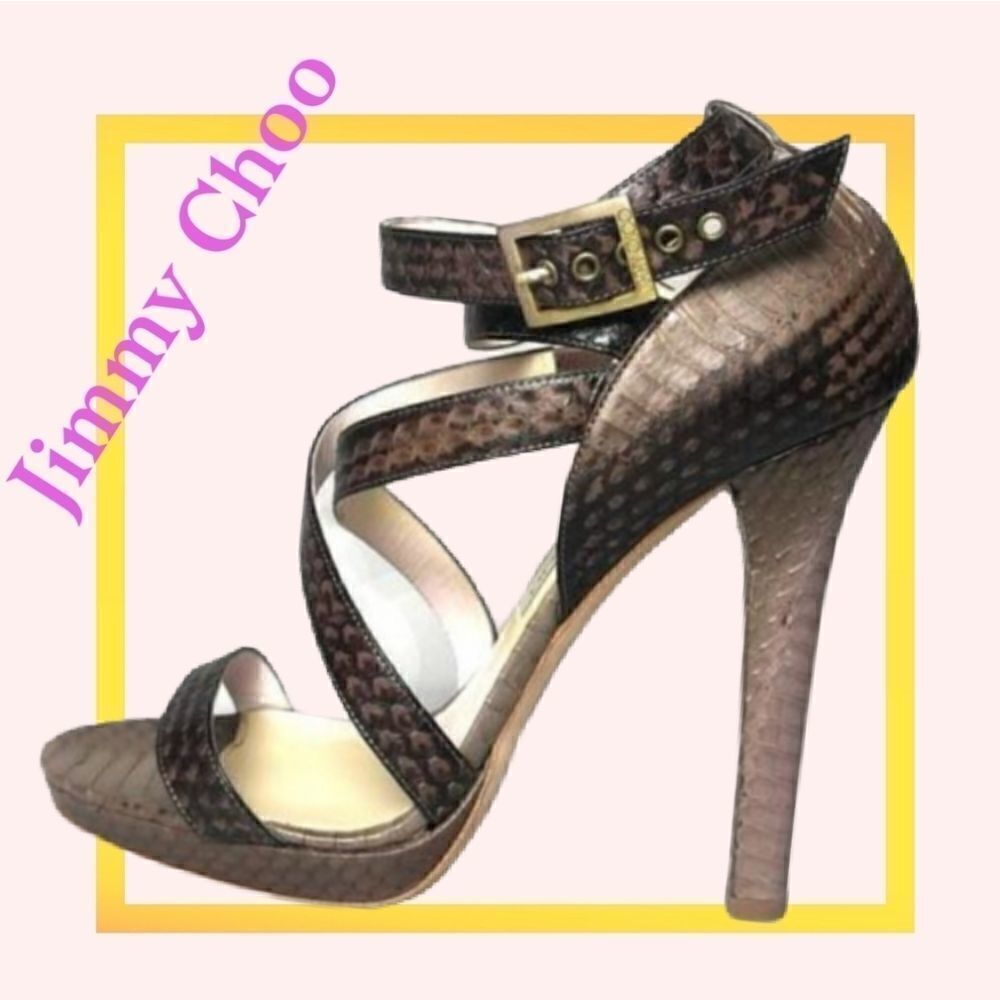 ❤️HP❤️jimmy Choo Brown snake platform Sandal